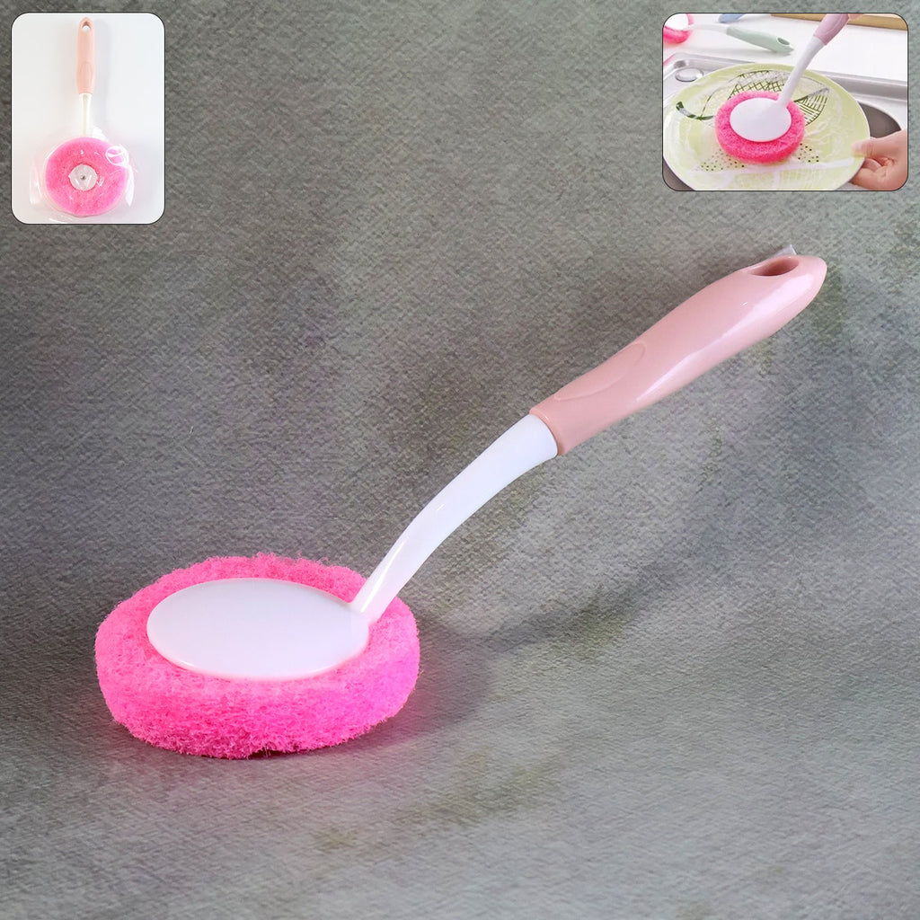 Kitchen Dish Scrubber Brush – Long Handle with Soft Sponge