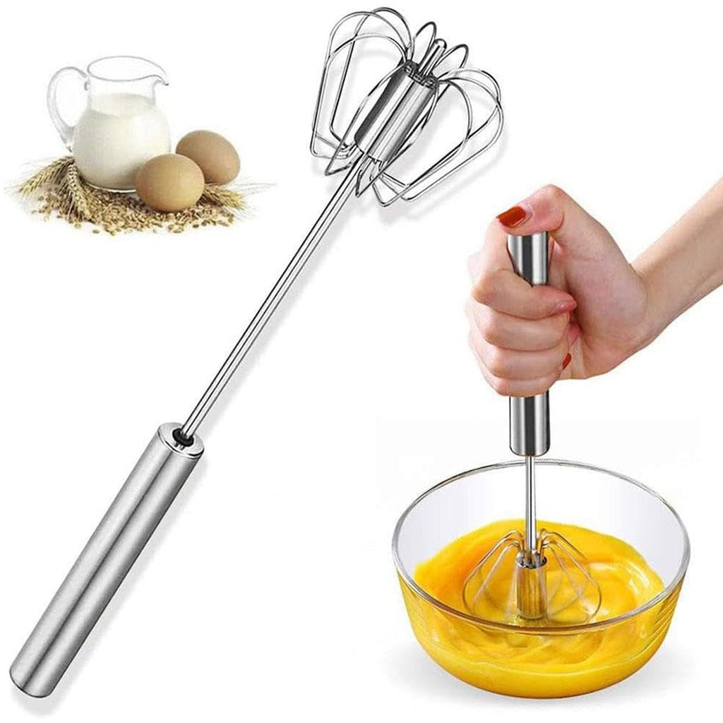 OwlCart NeatNest Stainless Steel Egg Whisk – Hand Push Rotary