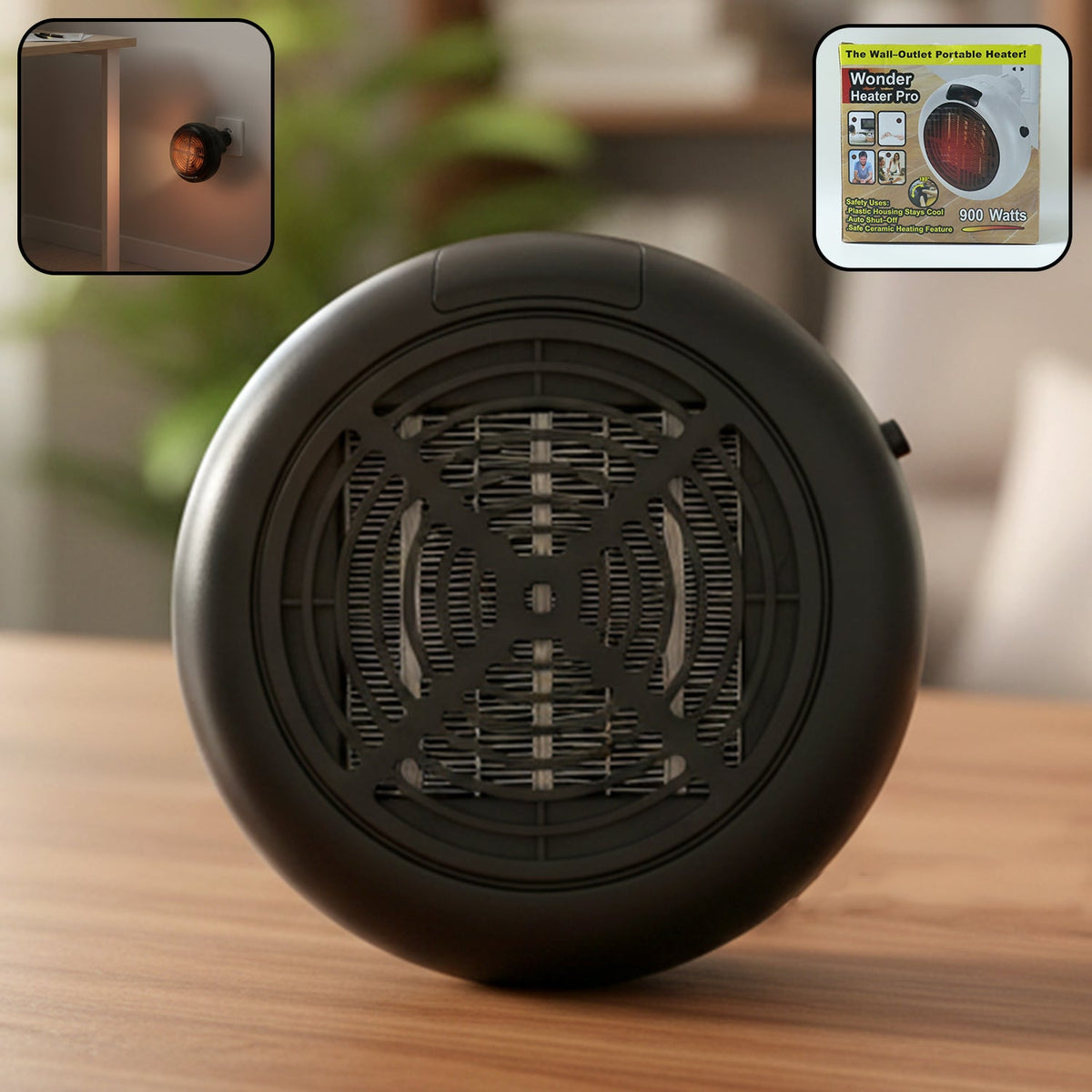 Electric Room Heater 900W – Compact Portable Wall Plug-In