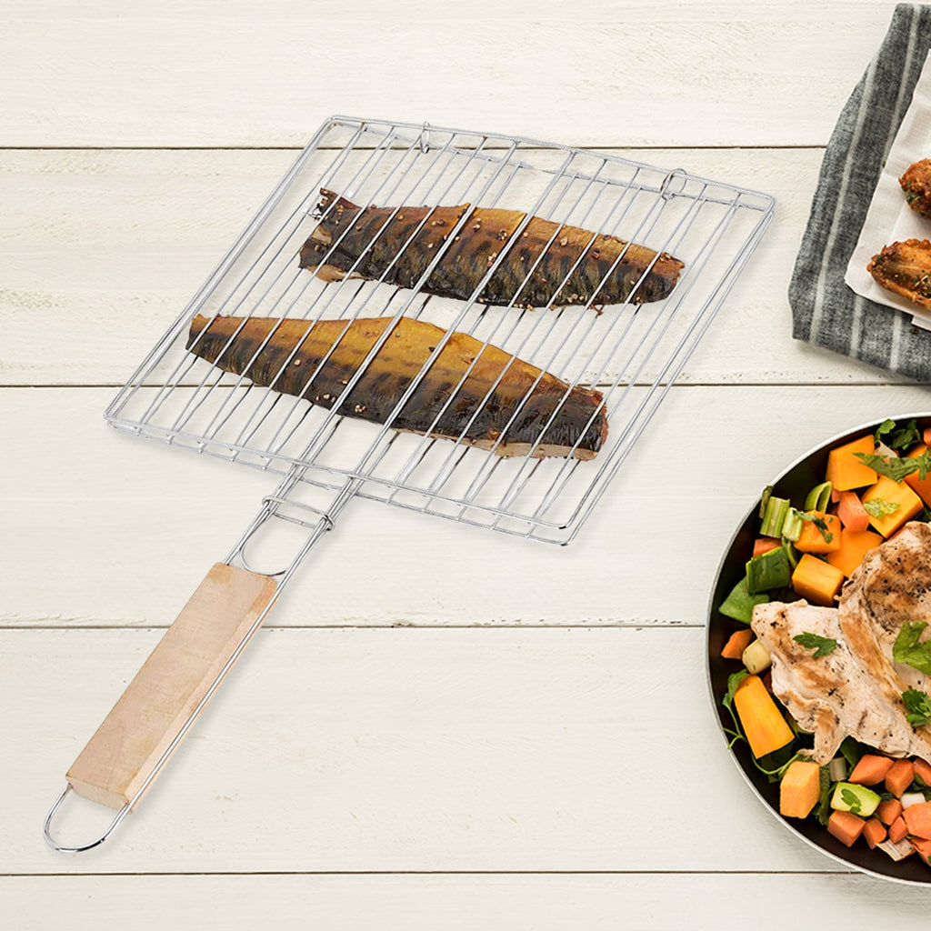 Barbecue Grill – Foldable, Non-Stick with Wooden Handle | CookAura