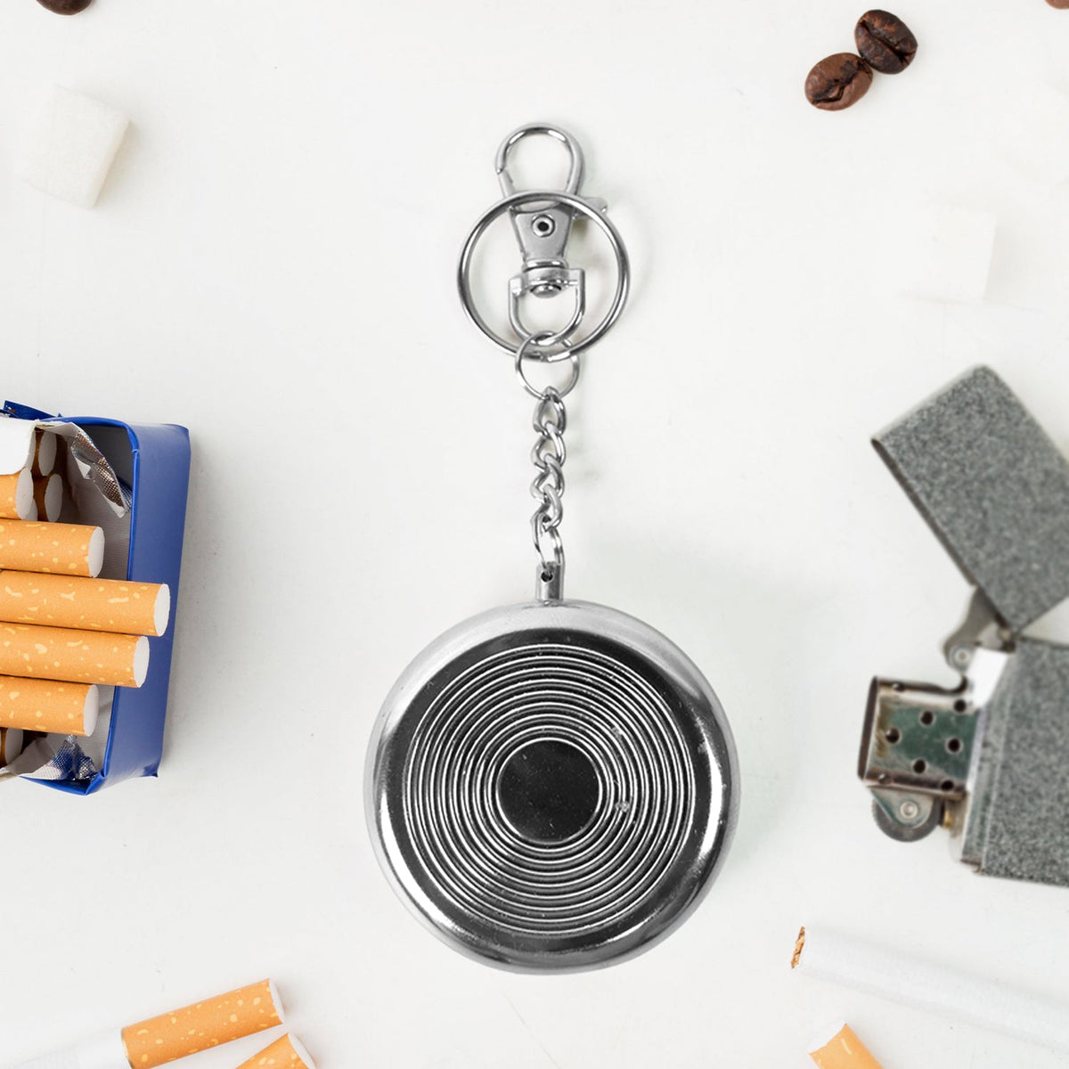 Mini Stainless Steel Ashtray – Portable with Secure Lid for Travel