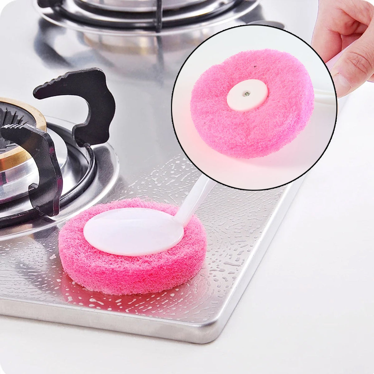 Kitchen Dish Scrubber Brush – Long Handle with Soft Sponge