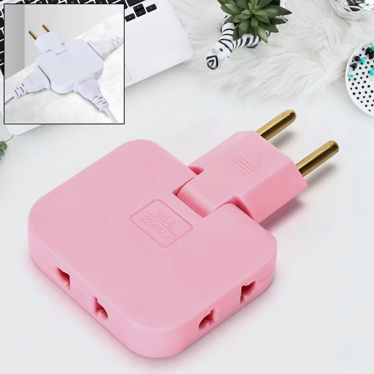 Foldable Wall Plug Adapter – 3-in-1 Compact Travel Socket | Tetherix