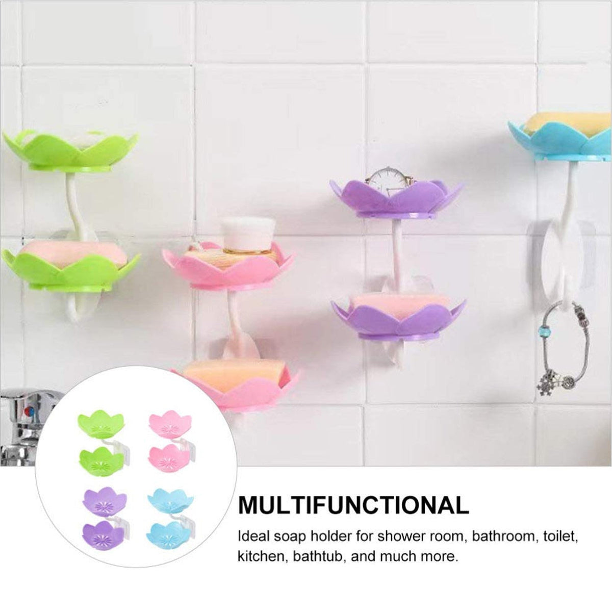 Self-Draining Soap Dish – Flower Design Bathroom Holder | VelvetBubbles
