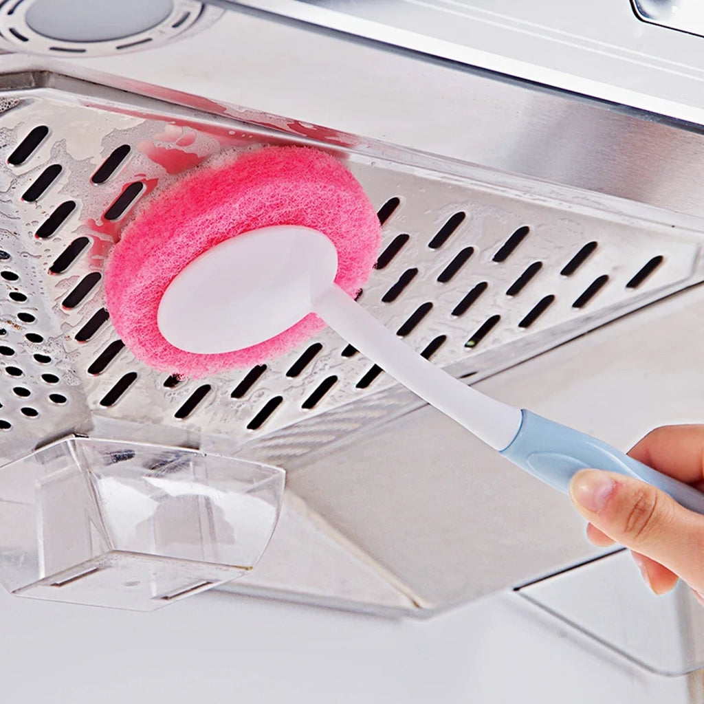 Kitchen Dish Scrubber Brush – Long Handle with Soft Sponge