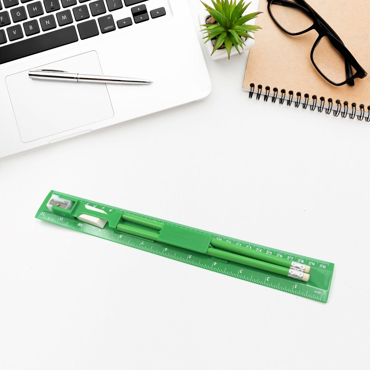 5-piece school supply set neatly arranged for students.
