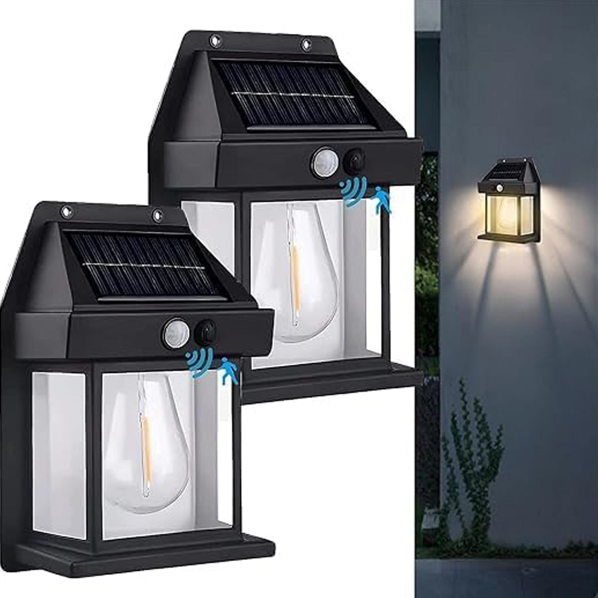 Solar Wall Lamp with Motion Sensor for Outdoor Lighting