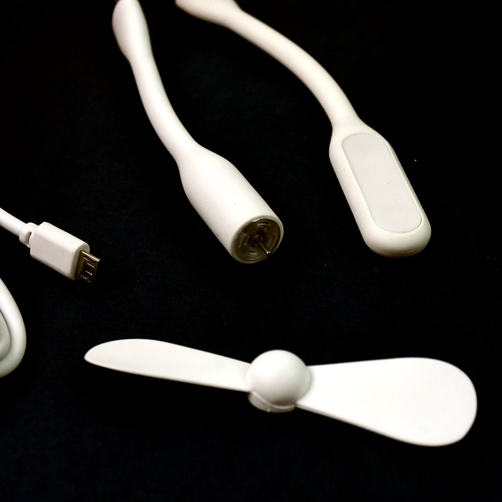 Portable USB Fan Set – Mini Fan, LED Light & Cable | Indo Glow