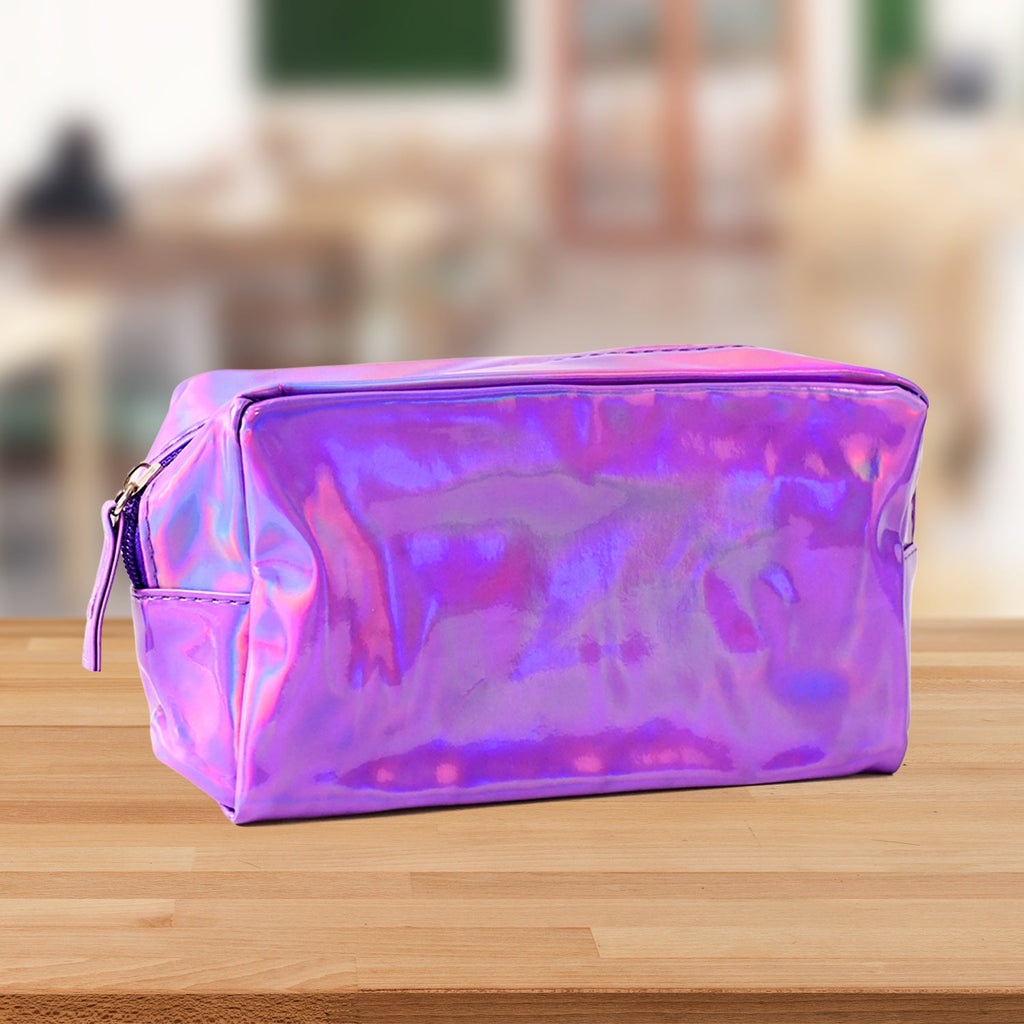 Holographic Waterproof Travel Cosmetic Pouch – Stylish & Durable