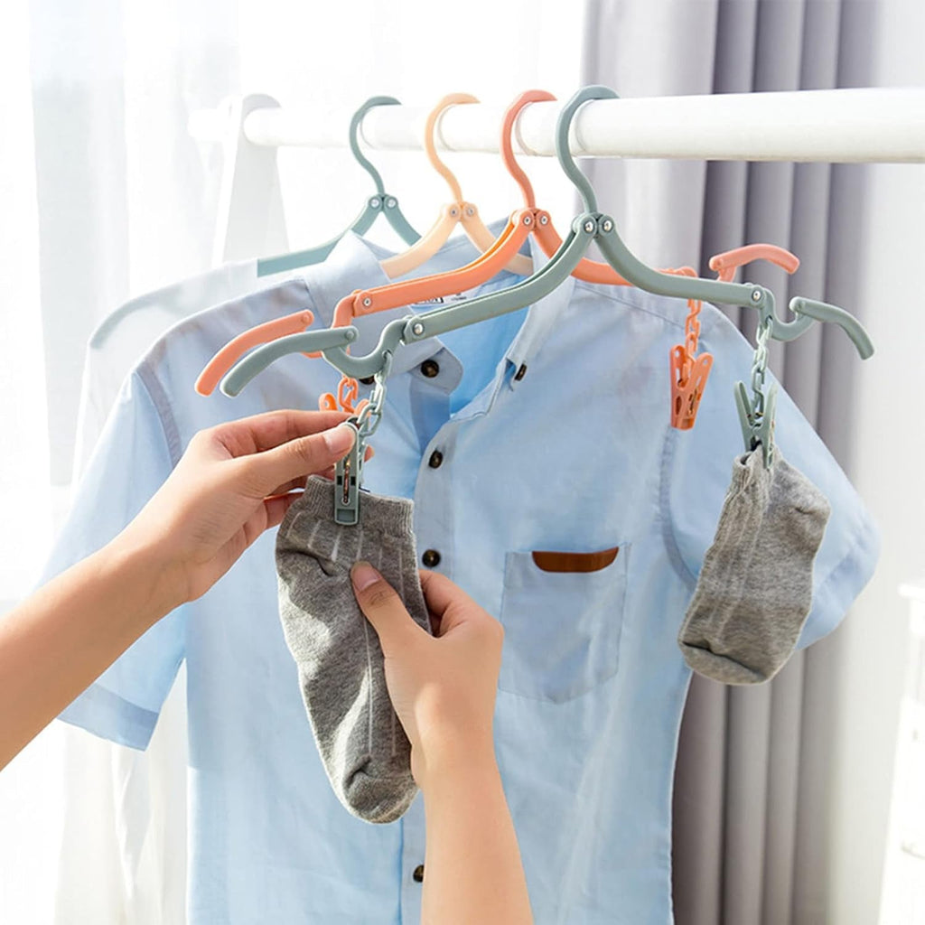 Adjustable Folding Clothes Hanger with Clips for Versatile Use