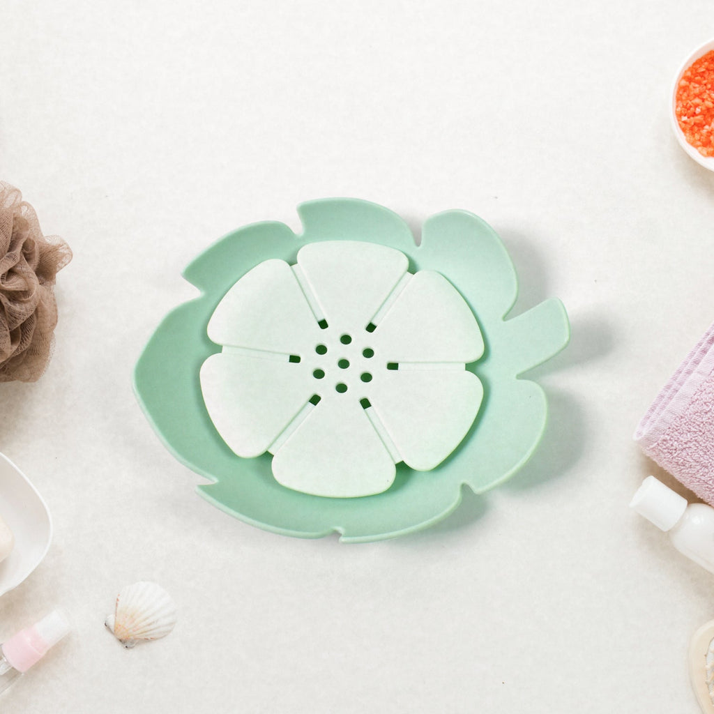 Plastic Soap Dish – Self-Draining Floral Design | VelvetBubbles