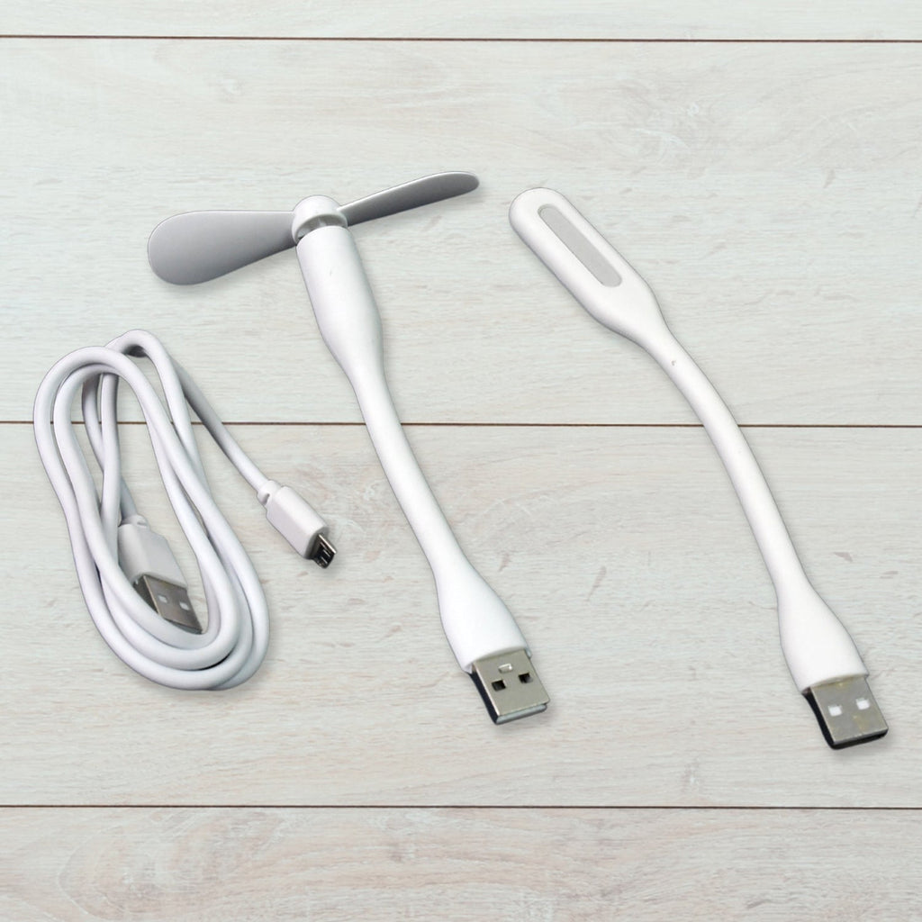 Portable USB Fan Set – Mini Fan, LED Light & Cable | Indo Glow