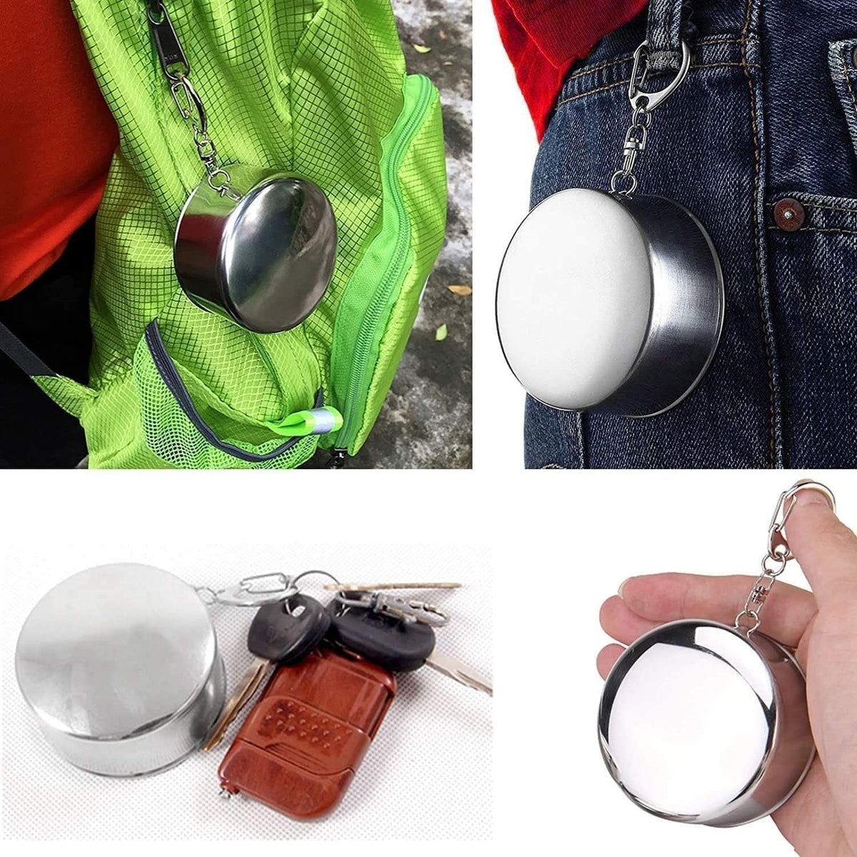 Folding Camping Cup – Stainless Steel Portable with Keychain | hydrozilla