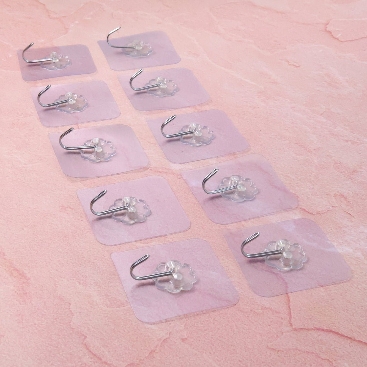 Heavy Duty Adhesive Wall Hooks – 10 Pc Transparent Set