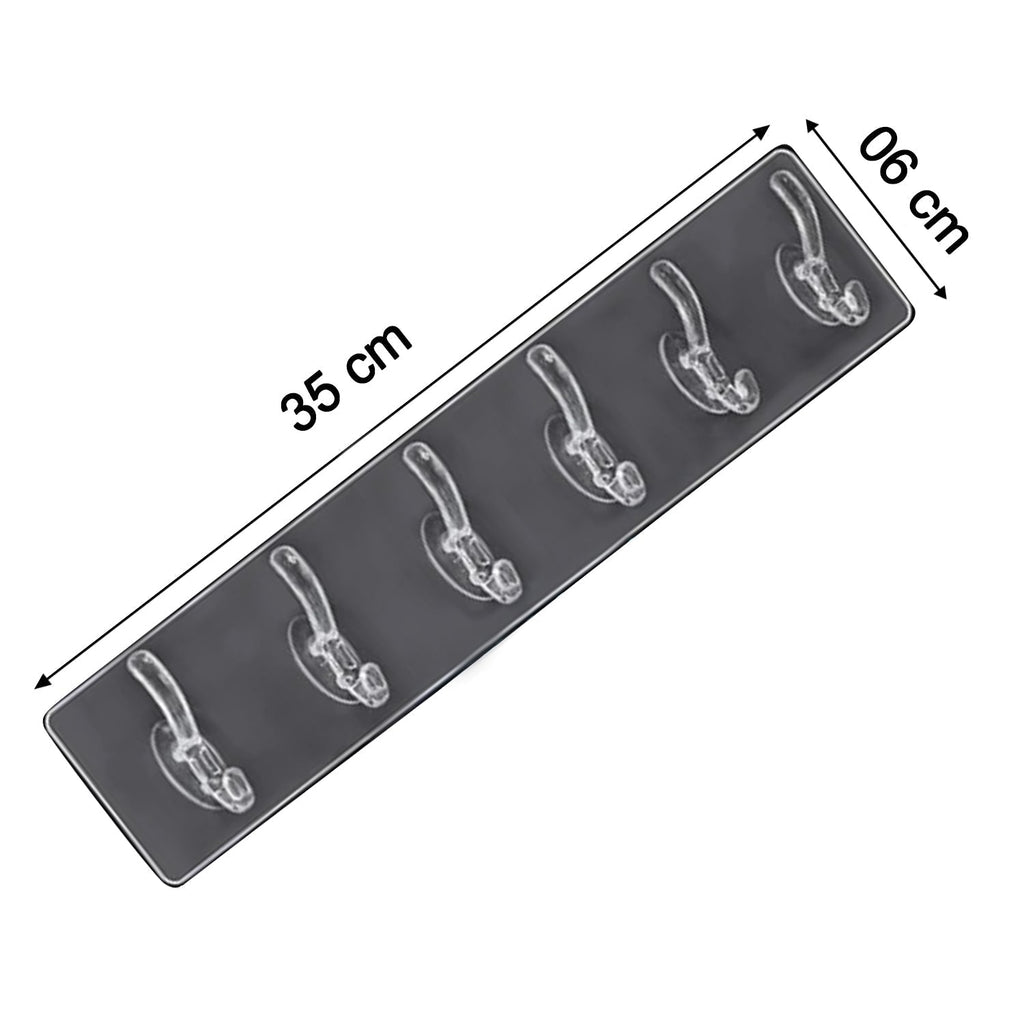 Wall Hook Rail – Heavy Duty 6-Pin Transparent Golden | GlimmerHome