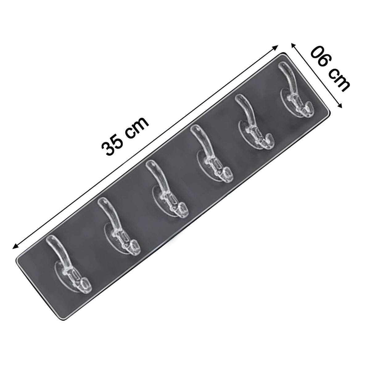 Wall Hook Rail – Heavy Duty 6-Pin Transparent Golden | GlimmerHome