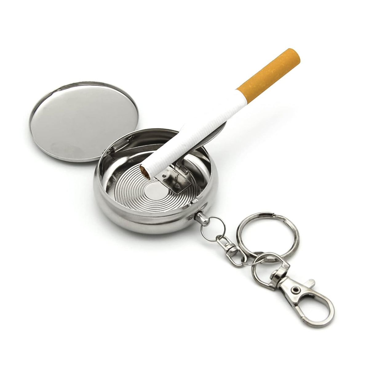 Mini Stainless Steel Ashtray – Portable with Secure Lid for Travel