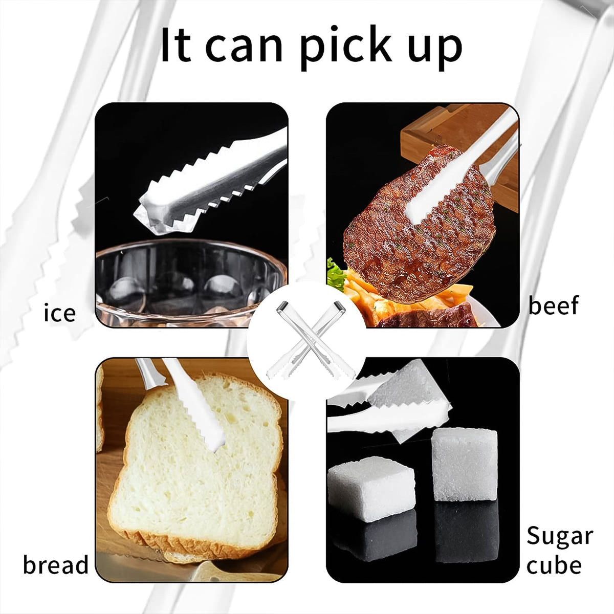Stainless Steel Tongs – 13cm Ice & Sugar Serving | Quickslice