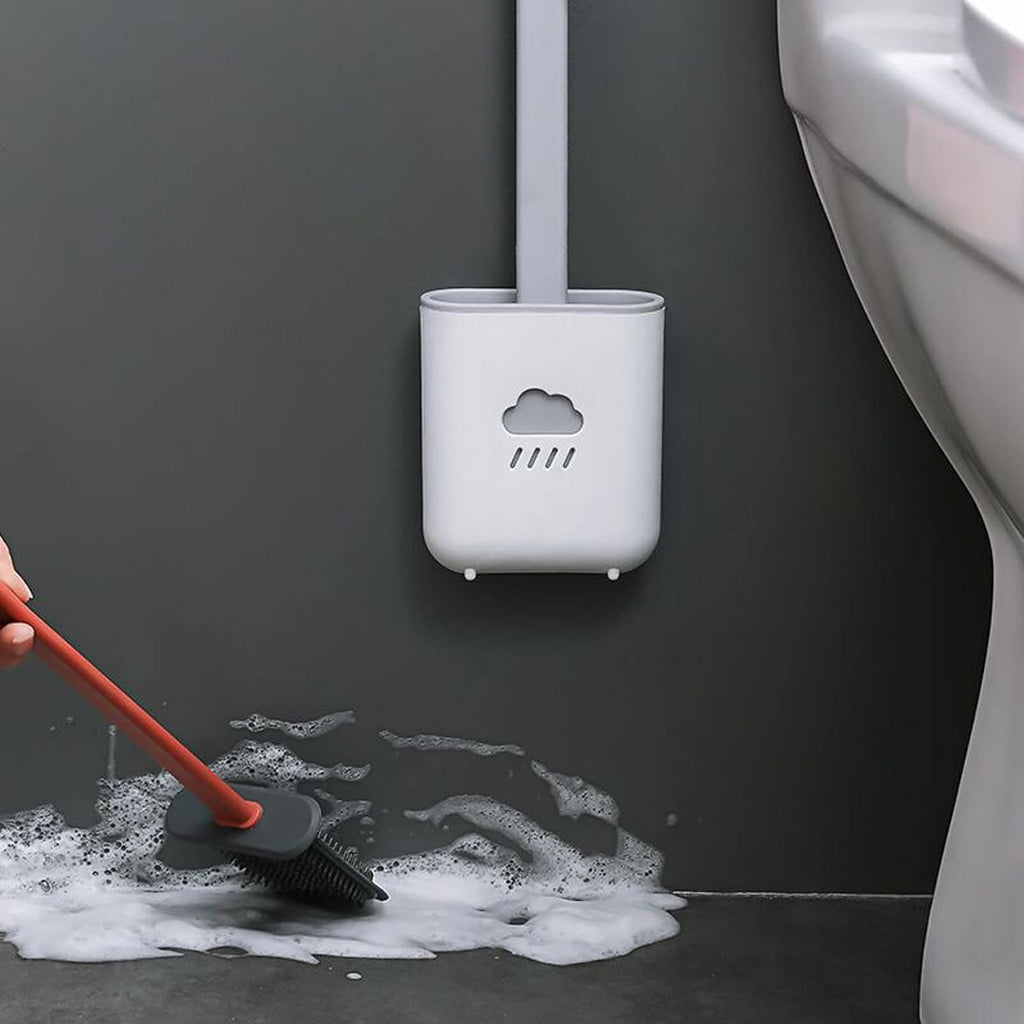 Silicone Toilet Brush – Quick-Dry Holder, Flexible Bristles | Velvet Wipe