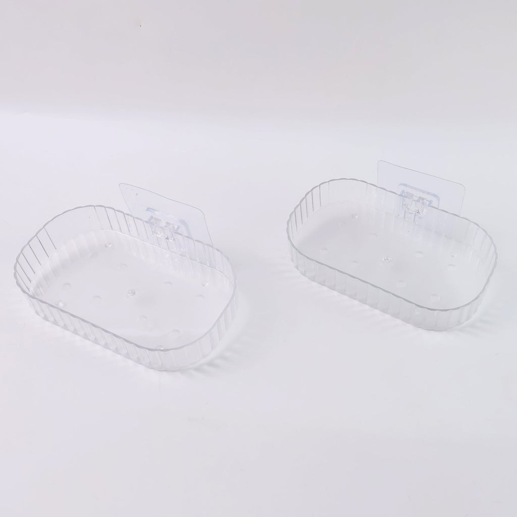 Transparent Wall Mounted Soap Dish Holder – Self Adhesive 2 Pc