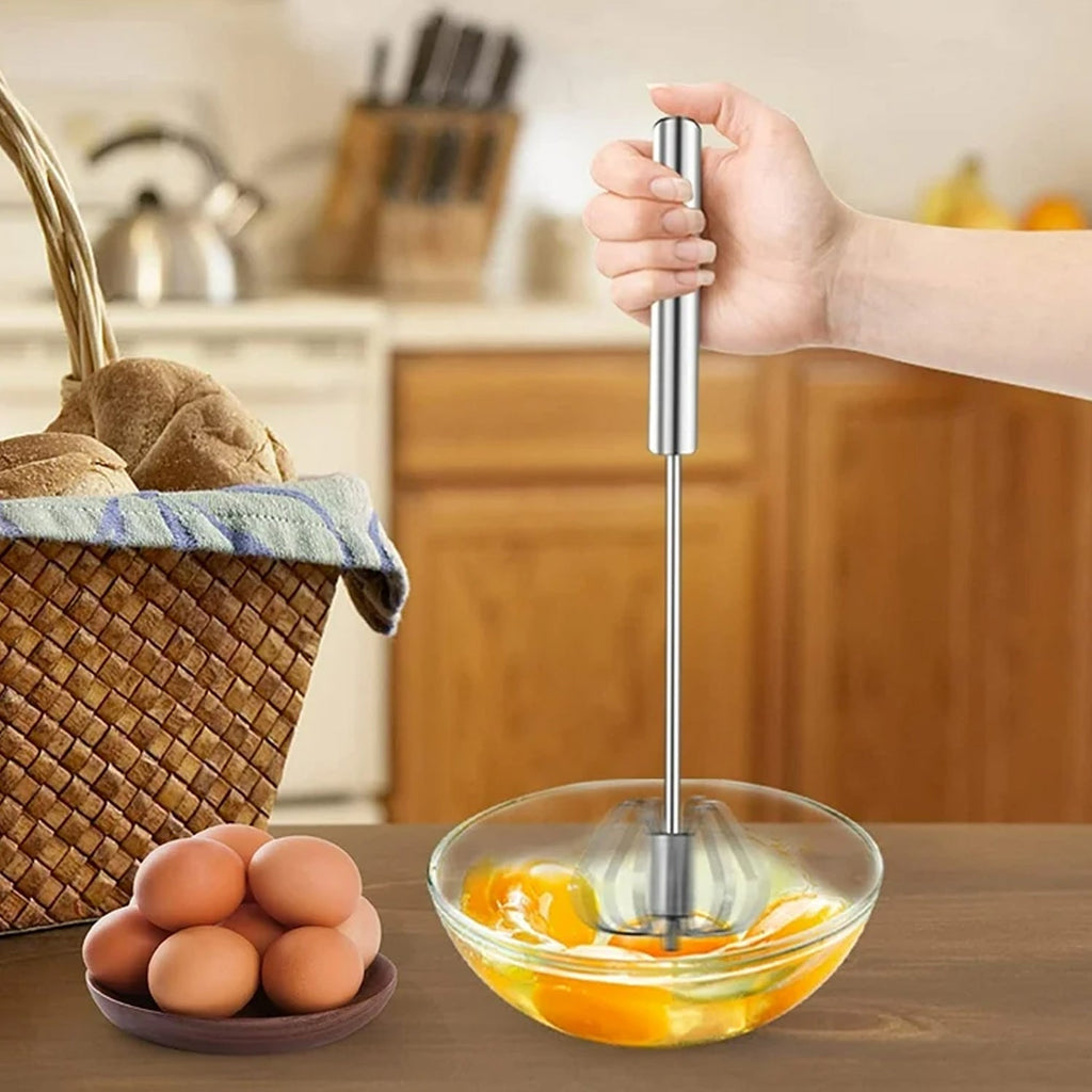 OwlCart NeatNest Stainless Steel Egg Whisk – Hand Push Rotary