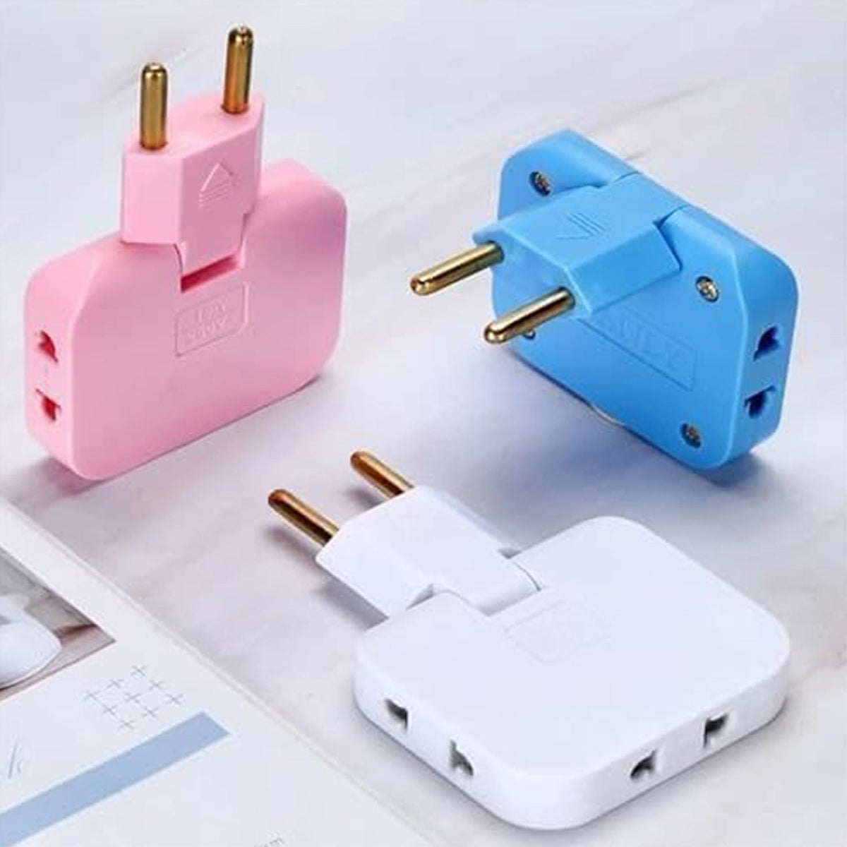 Foldable Wall Plug Adapter – 3-in-1 Compact Travel Socket | Tetherix