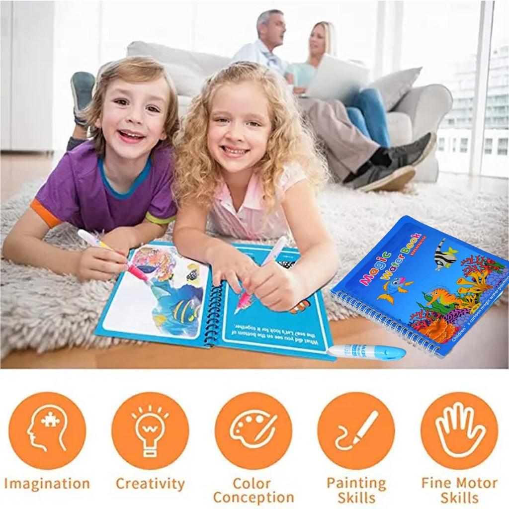 Magic Water Coloring Book – Reusable Mess-Free Fun for Kids | Inventive Play