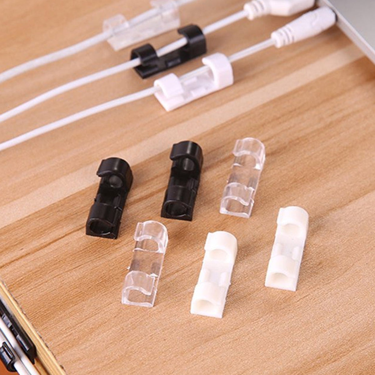 Plastic Cable Clips – Strong Adhesive Wire Organizer (20 Pcs) | WipeTech