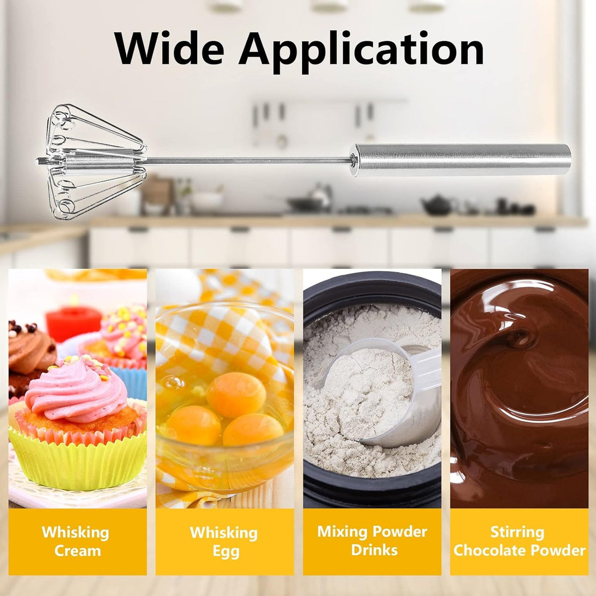 OwlCart NeatNest Stainless Steel Egg Whisk – Hand Push Rotary