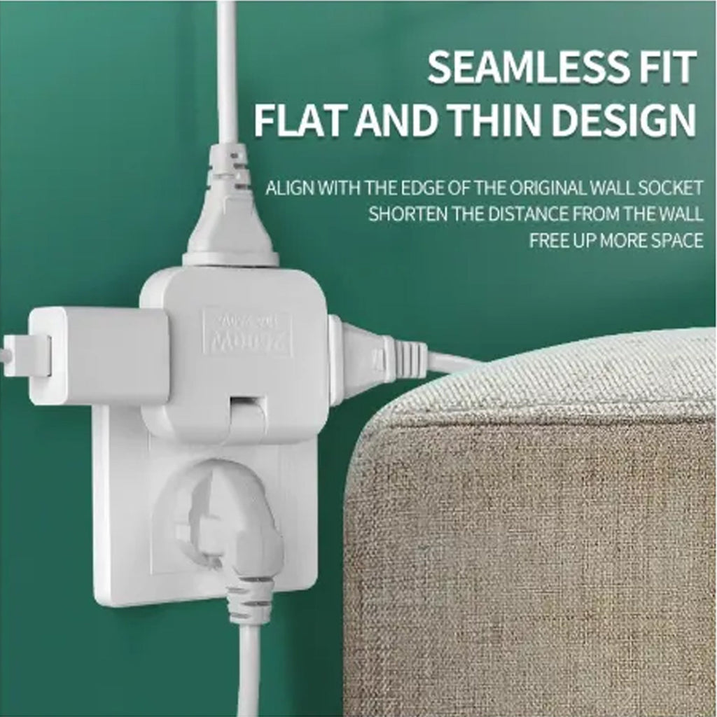 Foldable Wall Plug Adapter – 3-in-1 Compact Travel Socket | Tetherix