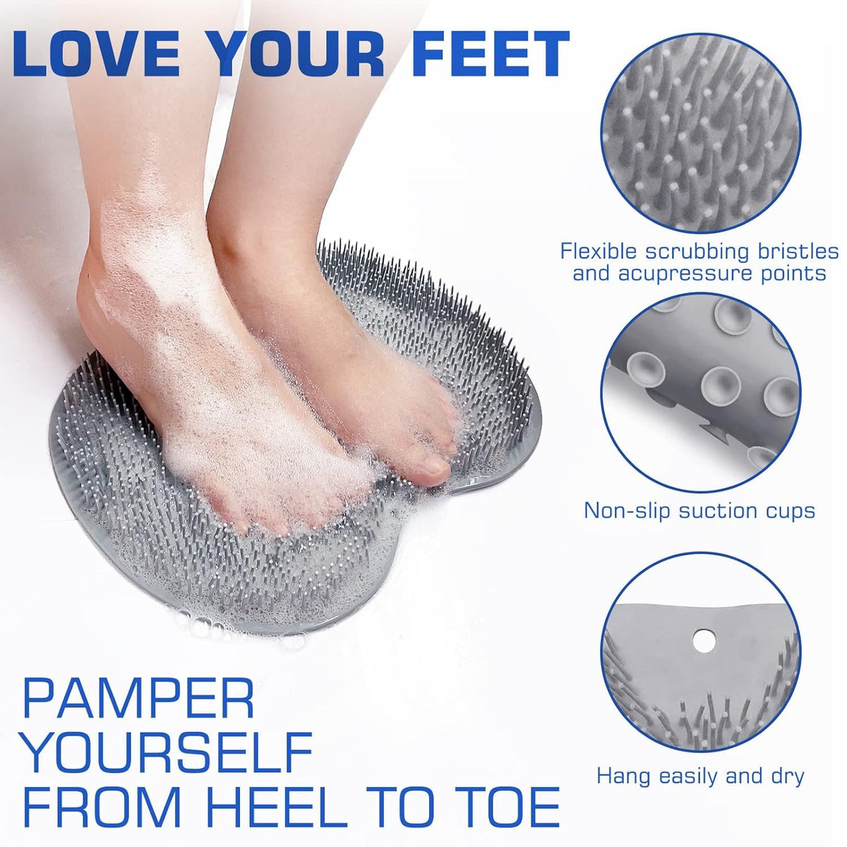 Silicone Foot Scrubber Mat – Soft Bristles for Easy Foot Care