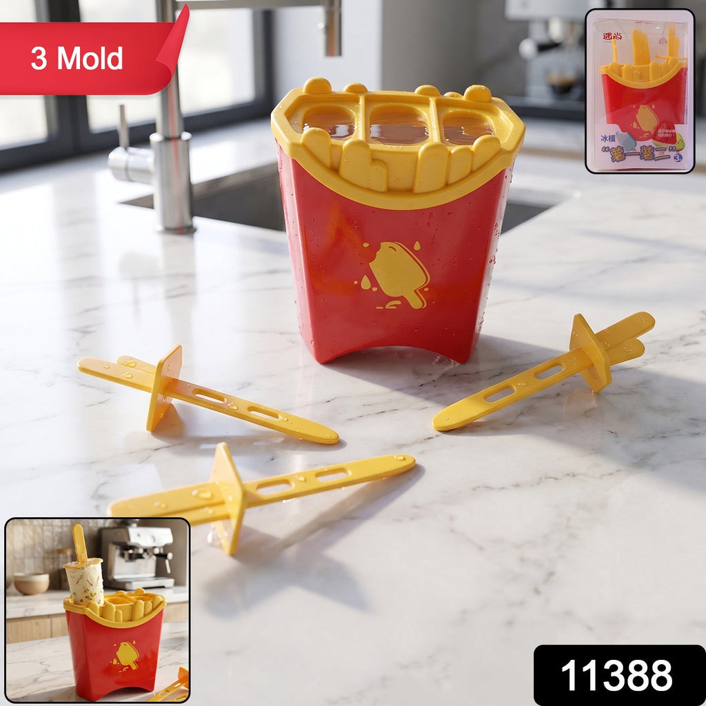 Pack of ice pop mould set with three moulds and sticks