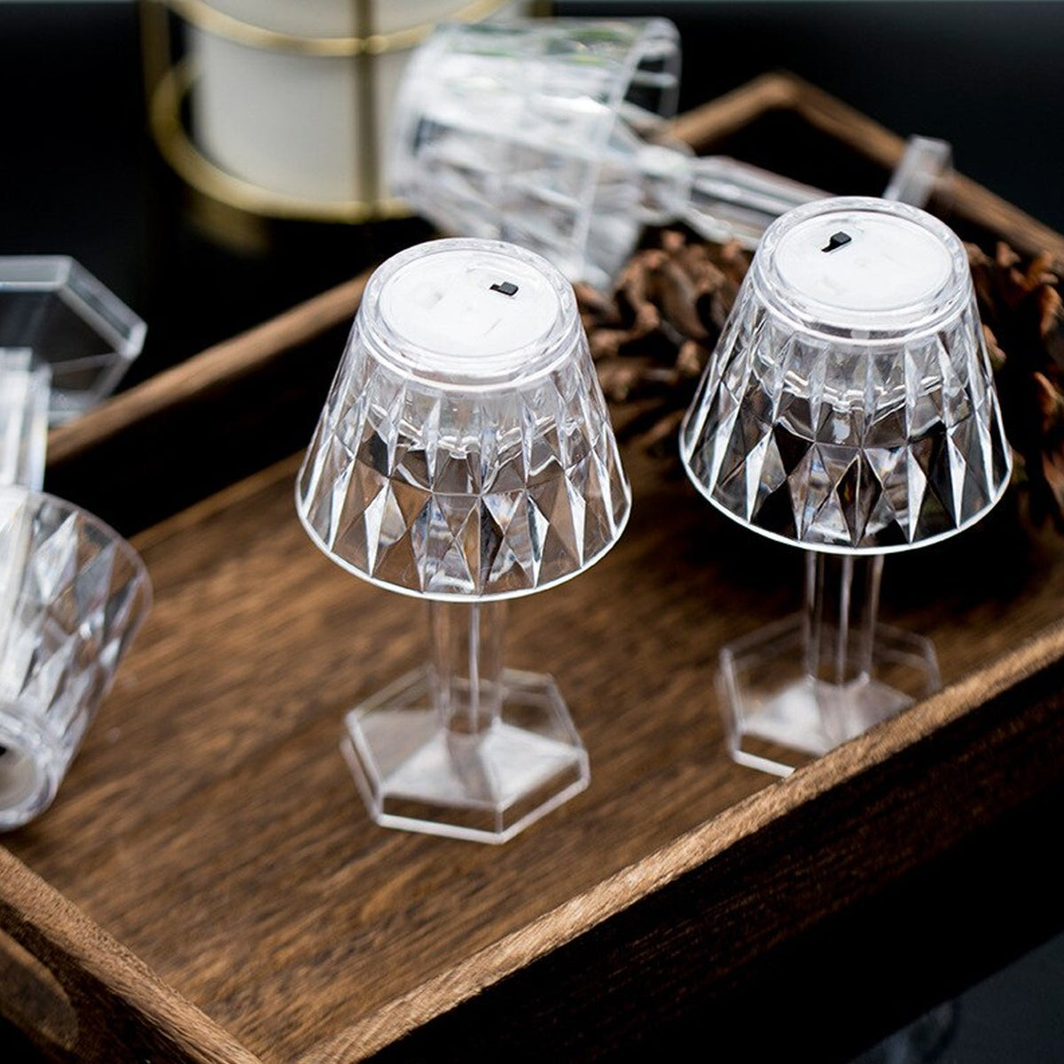 Crystal Table Lamp – Transparent Mini LED Reflection Light | Styleva