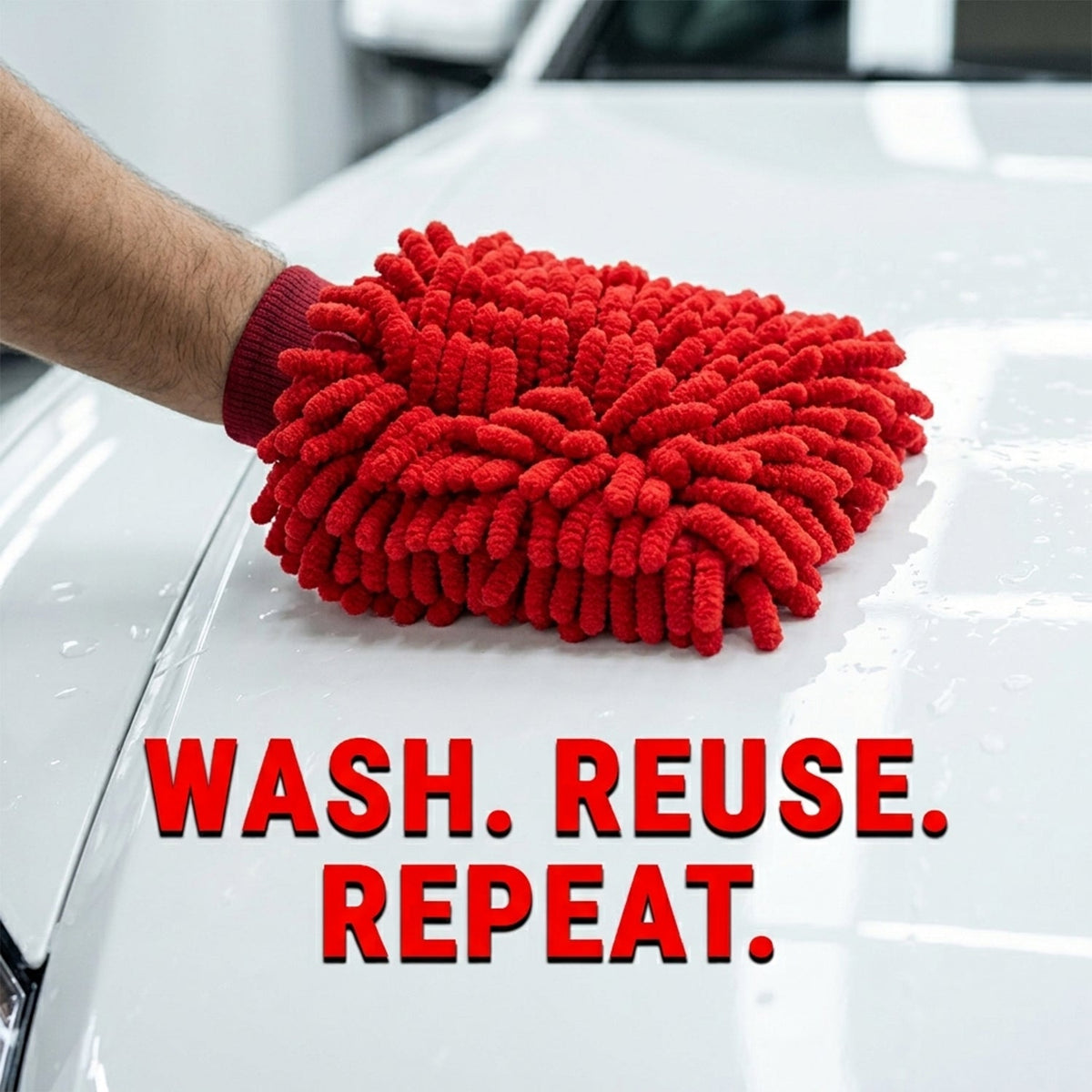 Microfiber Chenille Car Wash Glove for Scratch-Free Cleaning and Detailing (1 Pc)