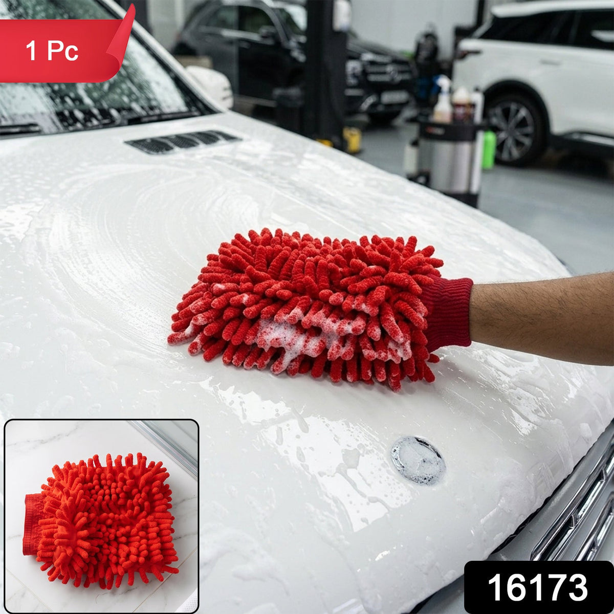 Microfiber Chenille Car Wash Glove for Scratch-Free Cleaning and Detailing (1 Pc)