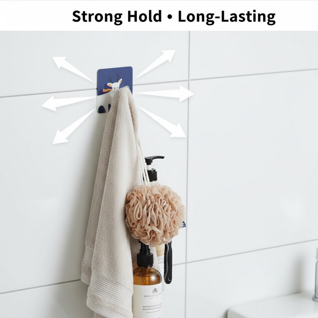 Self-Adhesive Wall Hook – Drill-Free, Waterproof & Reusable