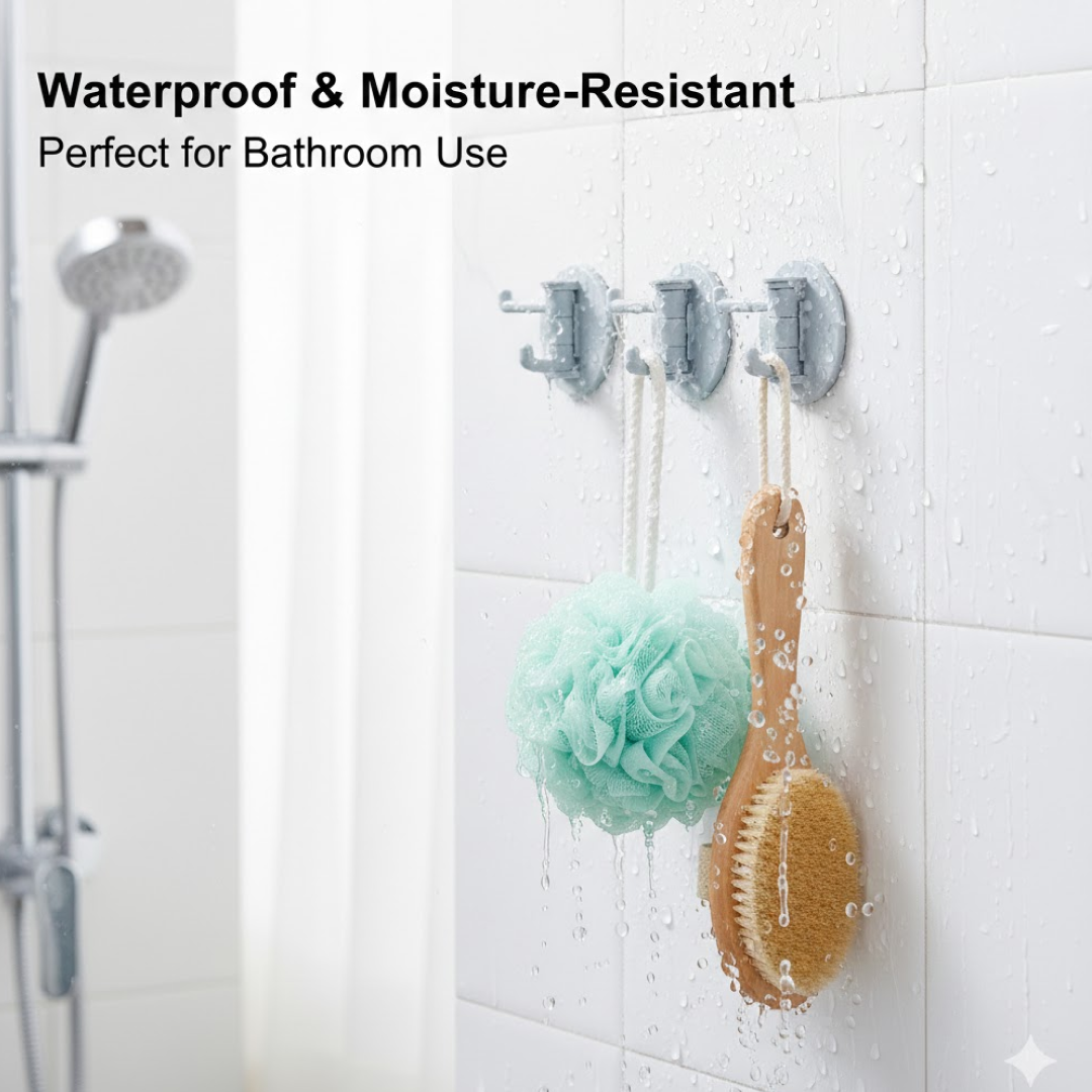Punch-Free Sticky Hook – 3-Hook Rotating Organizer | GlimmerHome