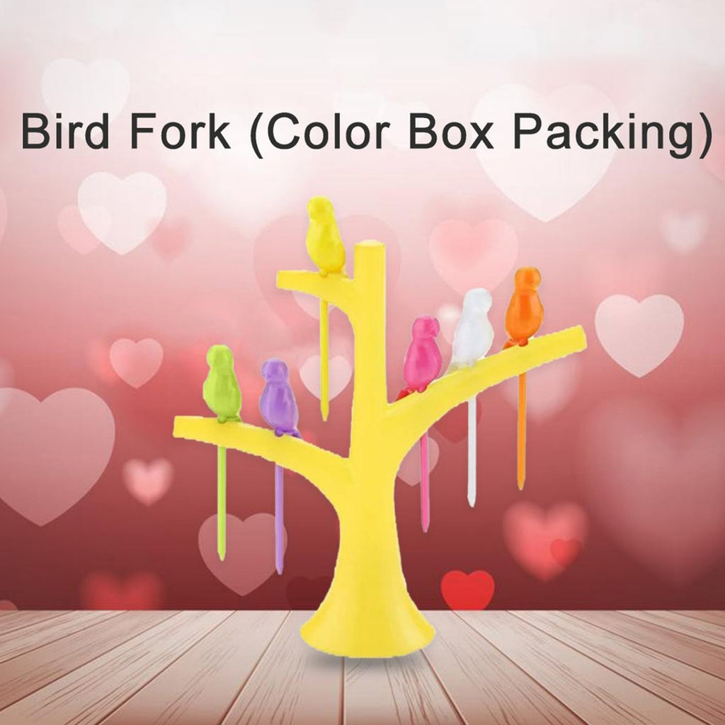 Bird Fruit Forks with Tree Holder – Cute Kids Table Decor |
