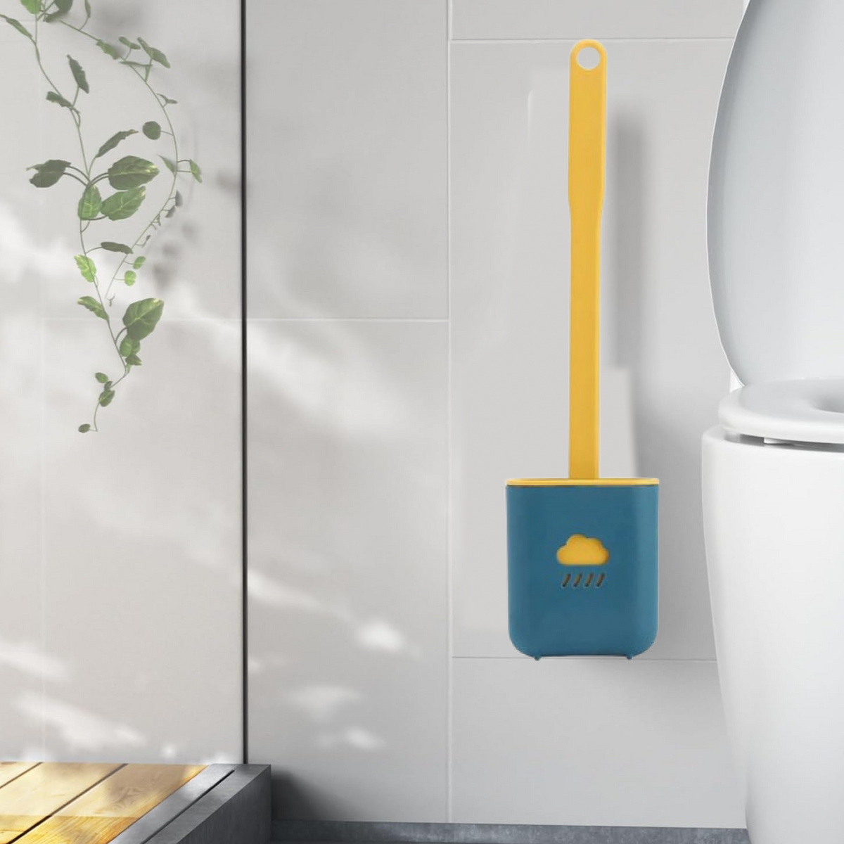 Silicone Toilet Brush – Quick-Dry Holder, Flexible Bristles | Velvet Wipe