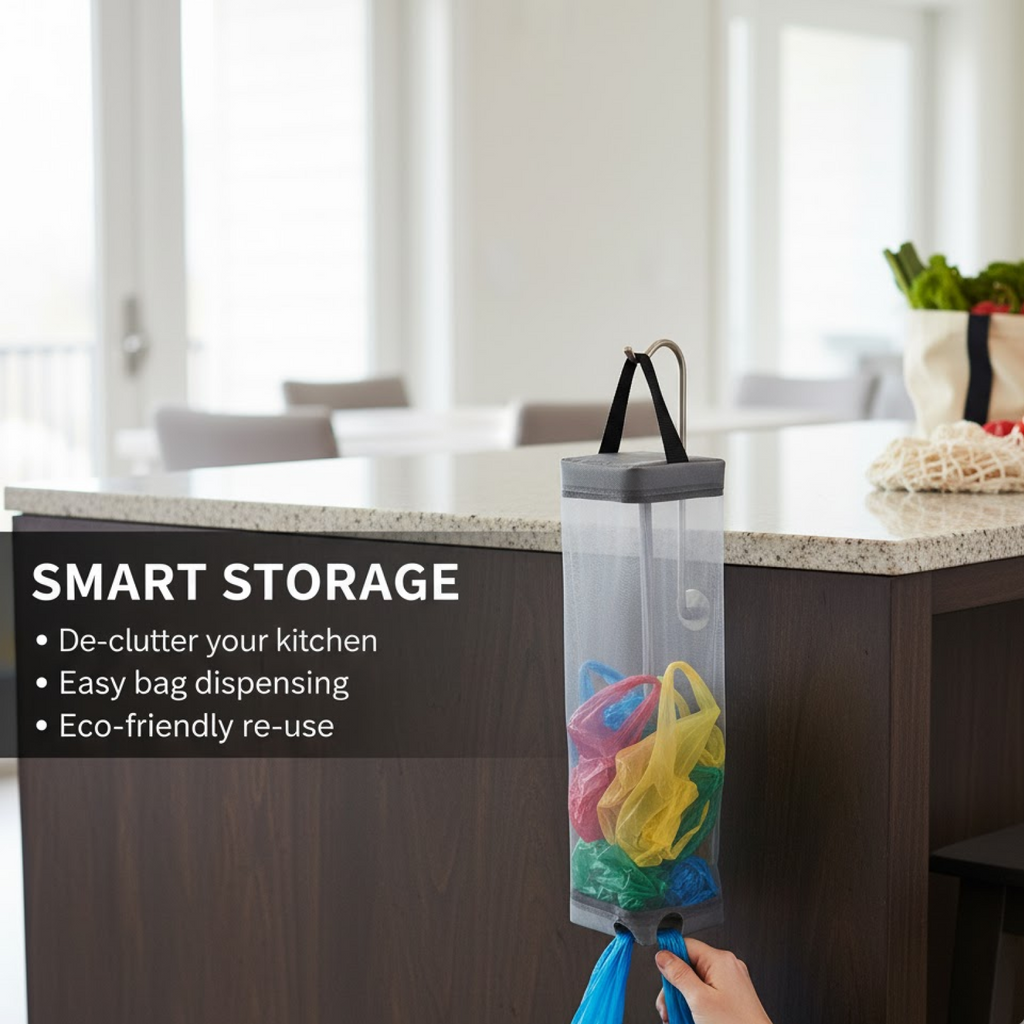 Hanging Waste Bag Holder – Durable Mesh Organizer | Tidy Table