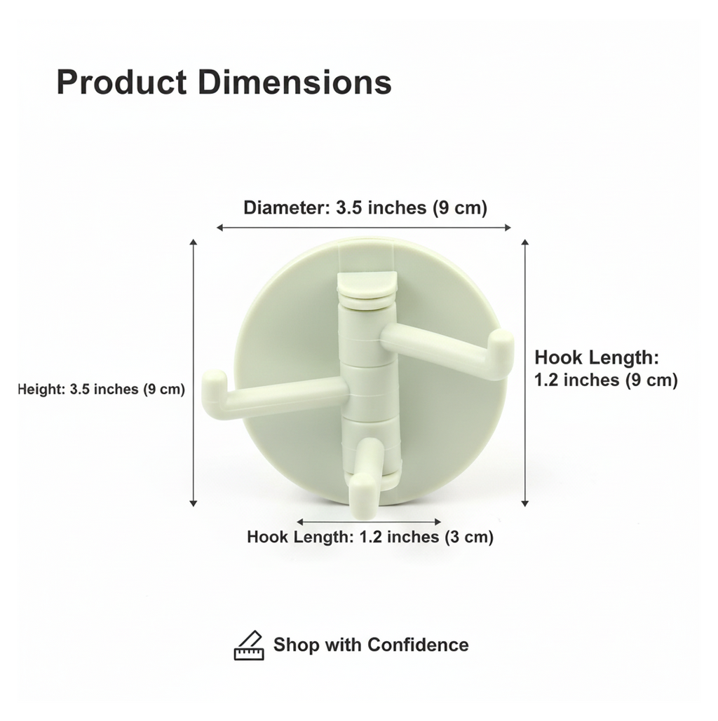 Punch-Free Sticky Hook – 3-Hook Rotating Organizer | GlimmerHome