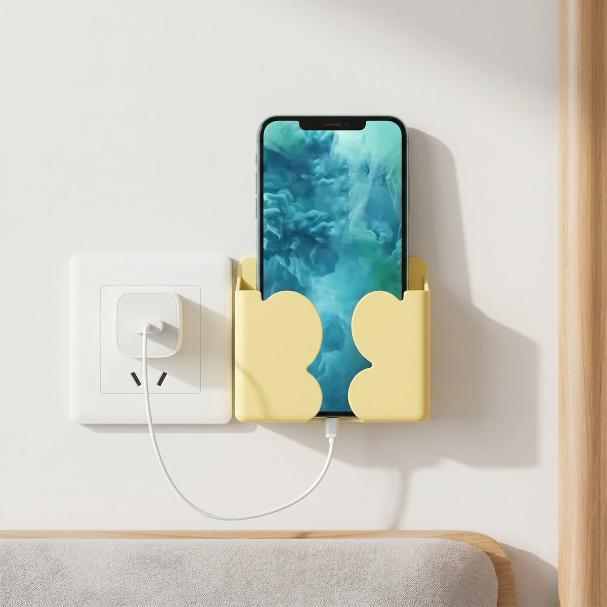 Wall Mount Phone Holder – Self-Adhesive Charging Stand for Convenience