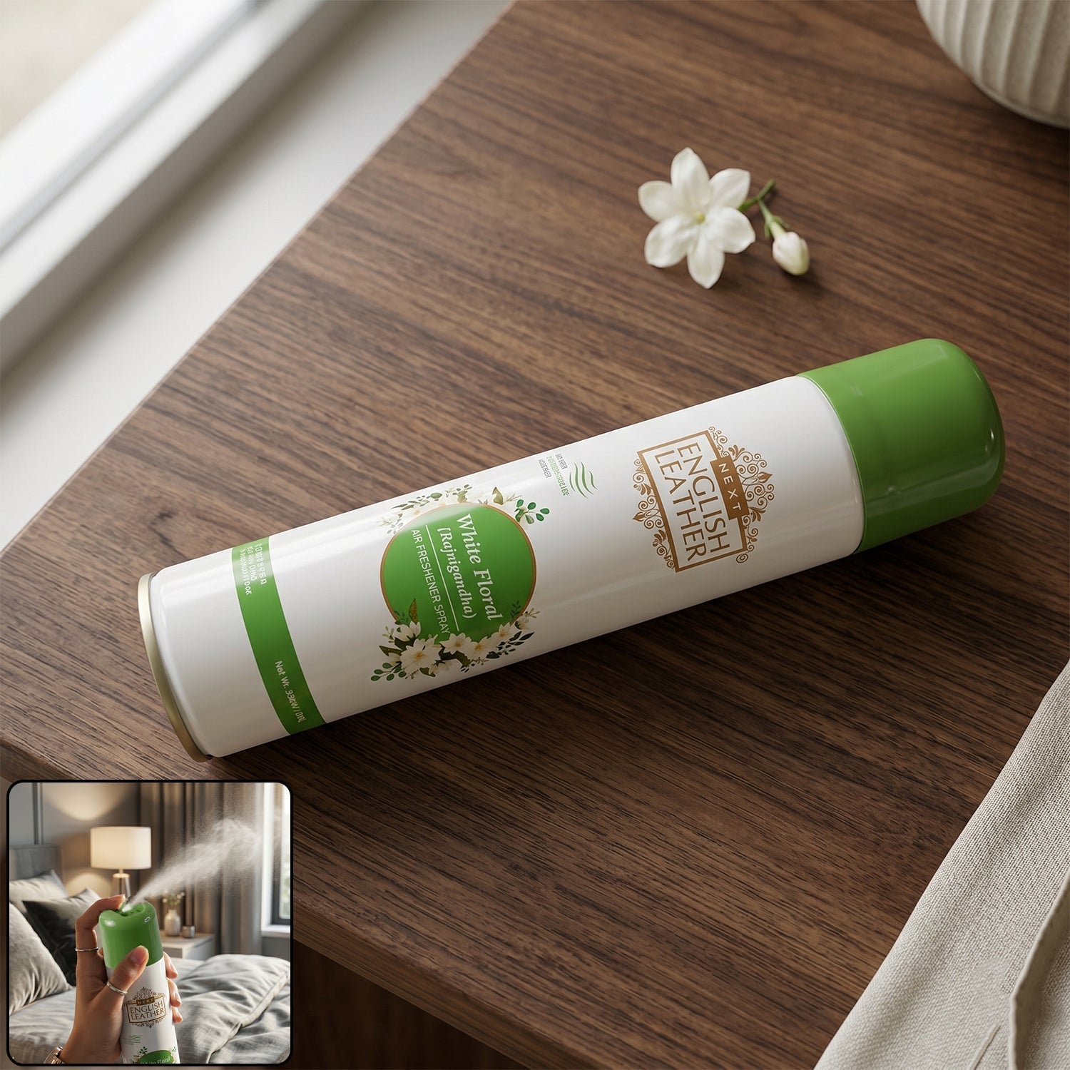 Next white floral air freshener spray in a sleek can
