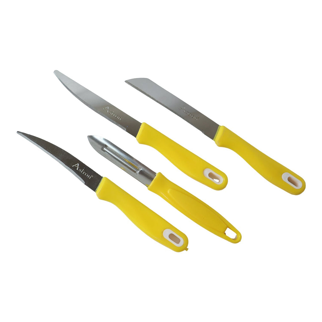 White background featuring kitchen knife set