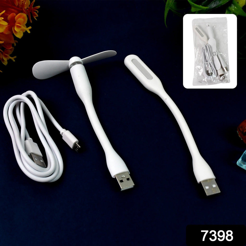 Portable USB Fan Set – Mini Fan, LED Light & Cable | Indo Glow