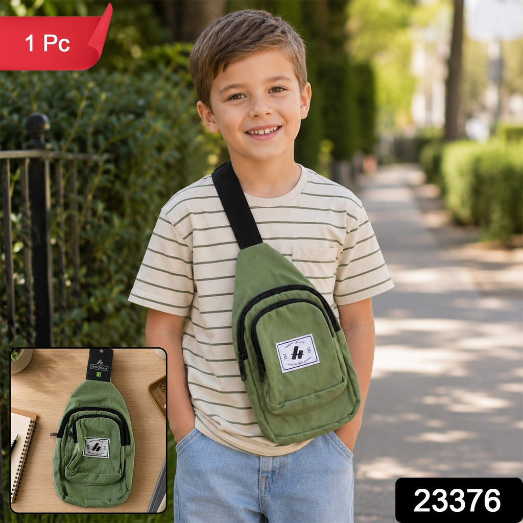 OwlCart FlexiHome – Kids Multi Pocket Sling Crossbody Chest Bag Canvas Bag for Little Boys Girls (1 Pc)
