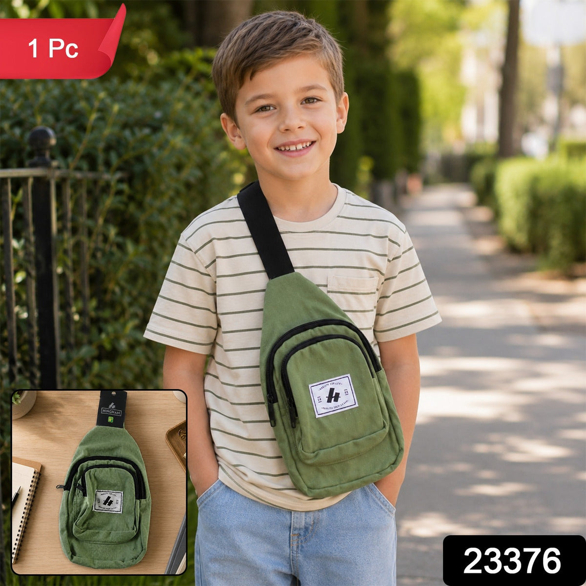 OwlCart FlexiHome – Kids Multi Pocket Sling Crossbody Chest Bag Canvas Bag for Little Boys Girls (1 Pc)