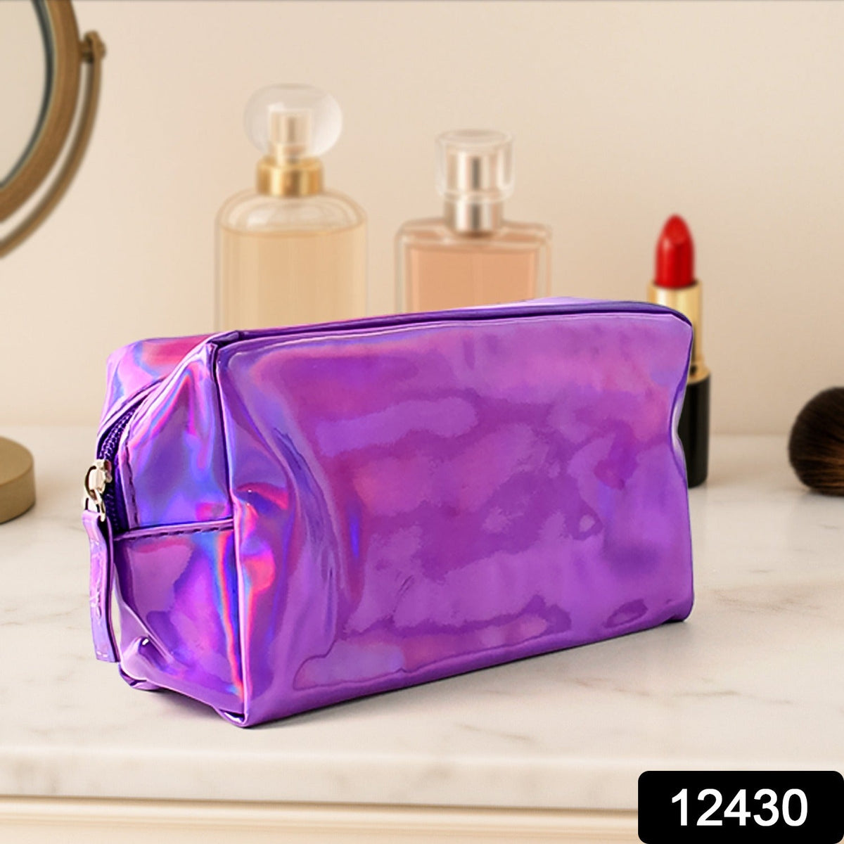 Holographic Waterproof Travel Cosmetic Pouch – Stylish & Durable