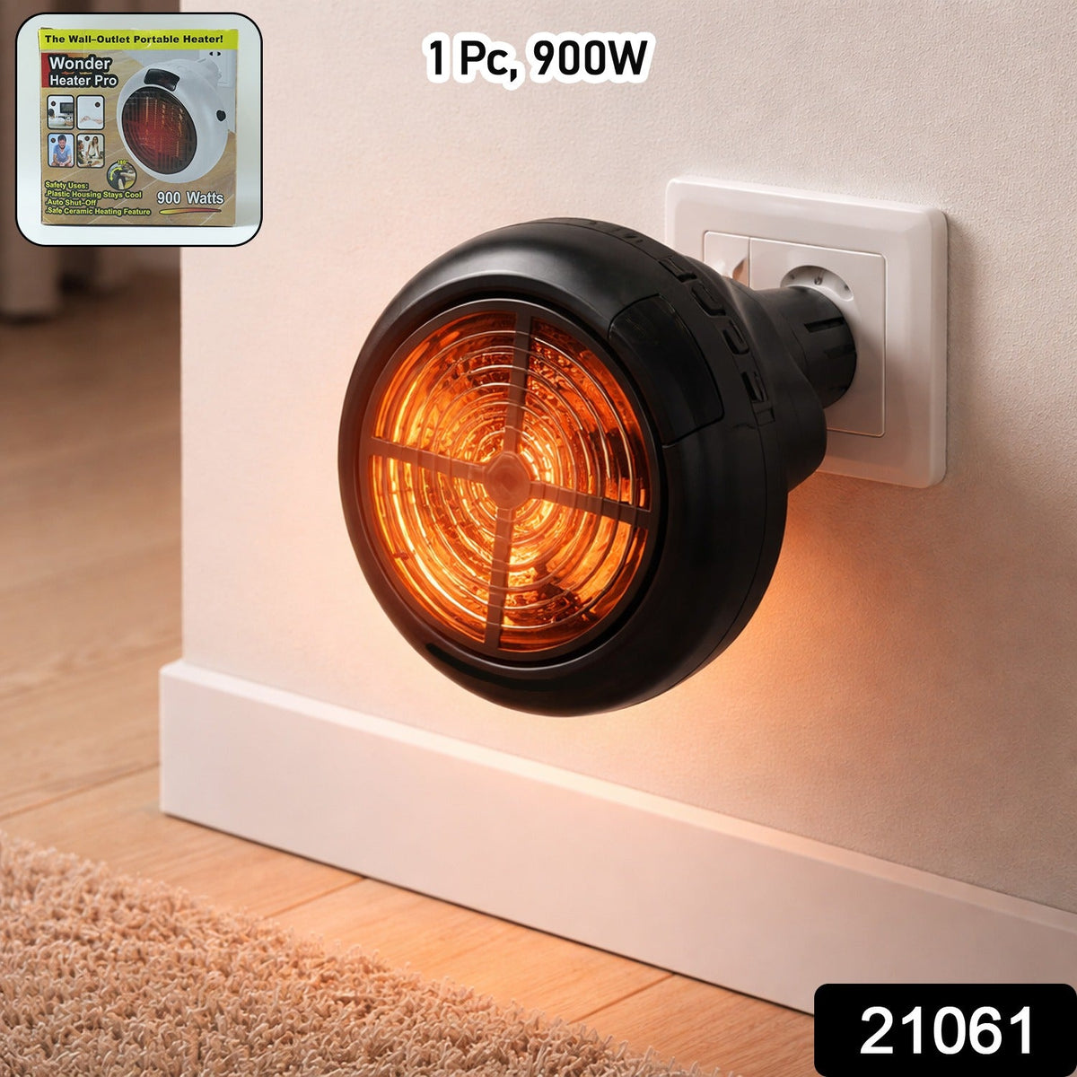 Electric Room Heater 900W – Compact Portable Wall Plug-In