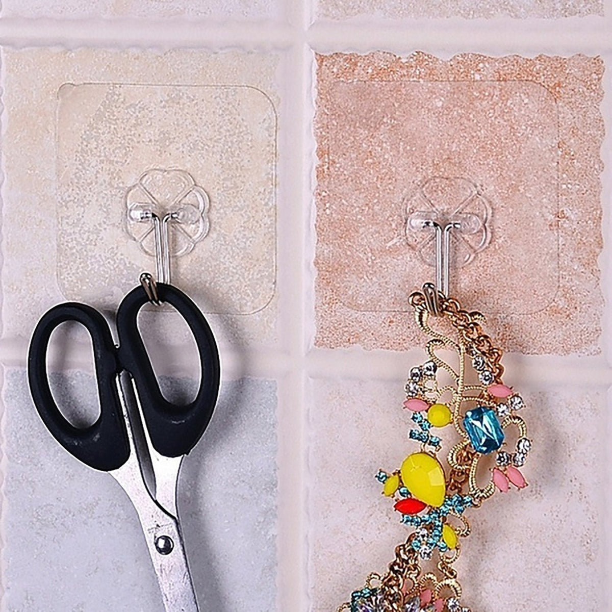 Heavy Duty Adhesive Wall Hooks – 10 Pc Transparent Set